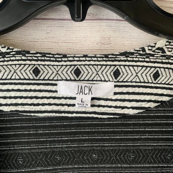 Jack Black and White Geometric Pattern Blazer Jacket Open Front Aztec Size Large - Picture 9 of 14